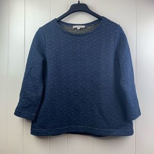 LOFT | Blue Quilted Long Sleeve Sweater - L